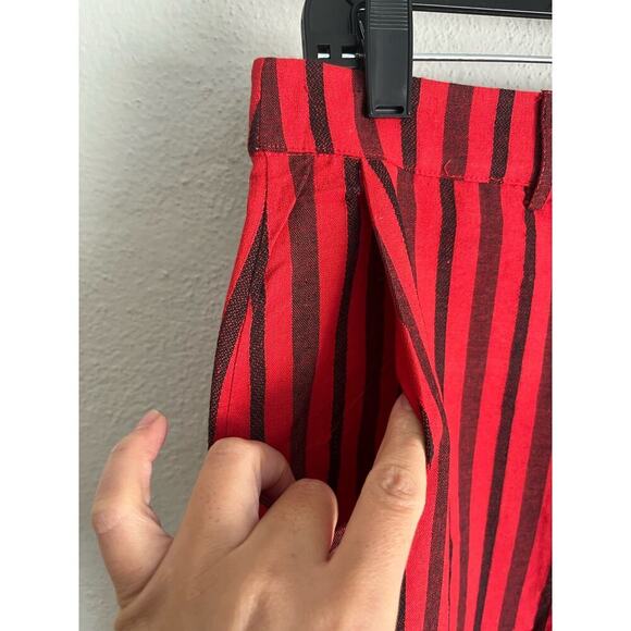 Anthropologie English Factory Woman Red Striped Cotton Pants, Size Large - Picture 5 of 7